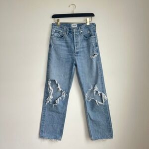 AGOLDE‎ 90s Jeans Size 27 Ripped Distressed Light Wash Denim Straight Leg